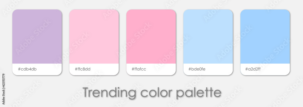 Modern trending color palette swatch set. Trendy colour catalog samples Modern trending color palette swatch set. Trendy colour catalog samples