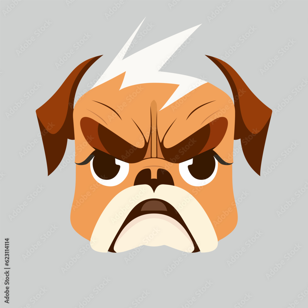 mean dog face cartoon