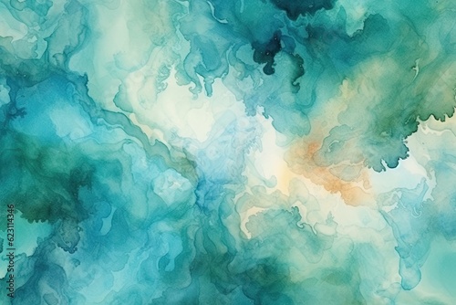 Abstract Watercolor Teal and blue Background. AI Generative