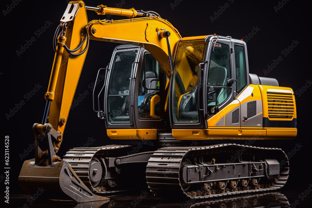 Crawler excavator isolated on black background Crawler excavator isolated on black background