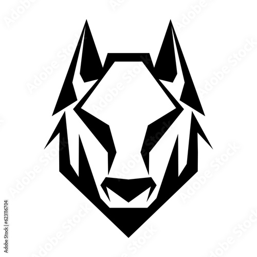 Wolf logo design. Abstract black geometric wolf head. Wolf face drawing.