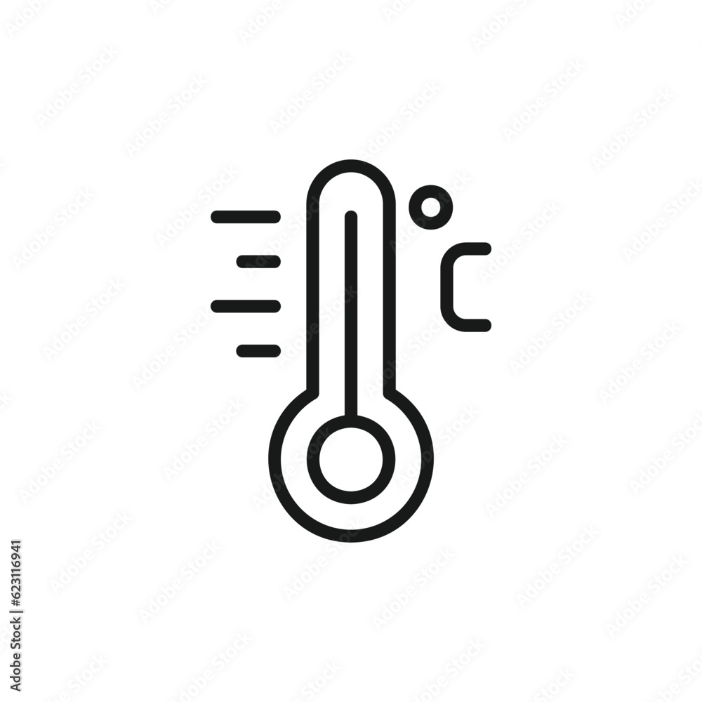 Thermometer icon vector illustration. thermometer icon in trendy flat design. Temperature measurement icons. Weather thermometer icon. Flat design thermometer icon