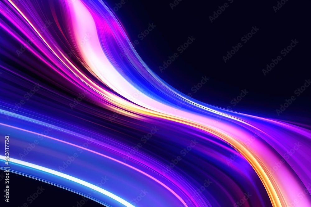 Naklejka premium abstract futuristic background with pink blue glowing neon moving high speed wave lines and bokeh lights. Data transfer concept Fantastic wallpaper