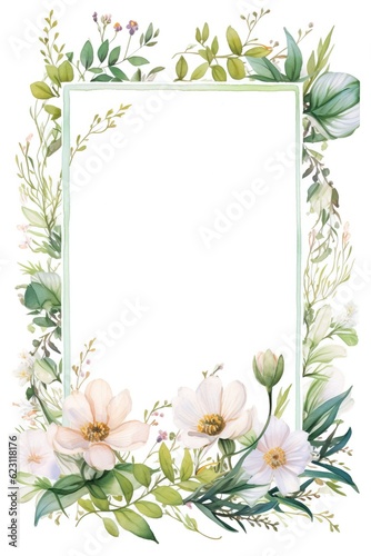 Vintage Luxury wedding invitation card template. template, Water Color Pastel Flower and bloom, Wedding decorative perfect rectangle frame border with gold line art, leaves branches, foliage. Elegant 