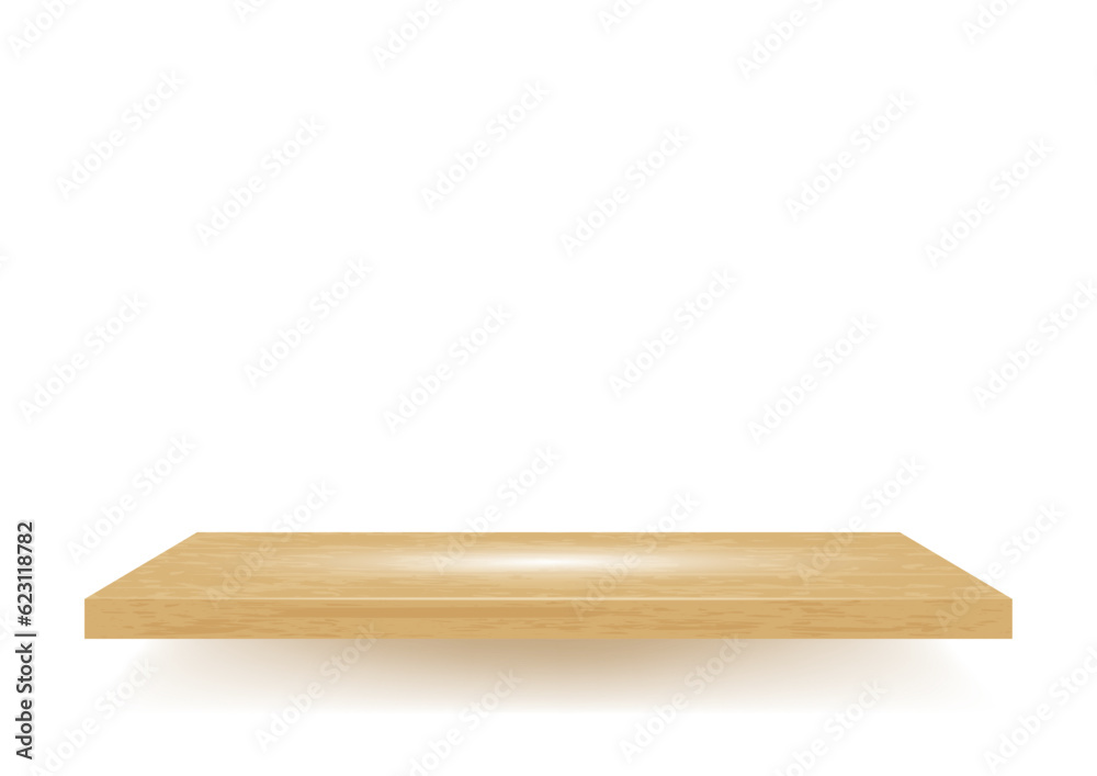 Vector Empty wooden shelf, isolated on a transparent background