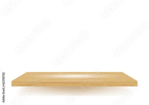 Vector Empty wooden shelf, isolated on a transparent background