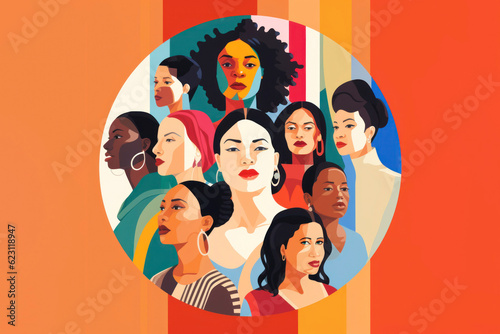 A group of people strong people. Generative AI illustration.