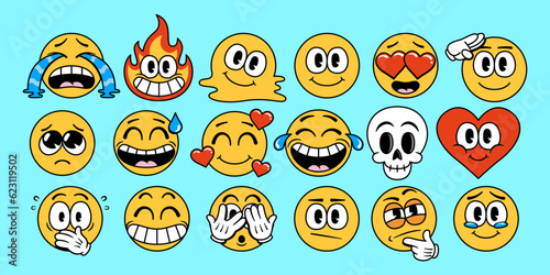 Vector Cute Set Of Different Emojis Isolated