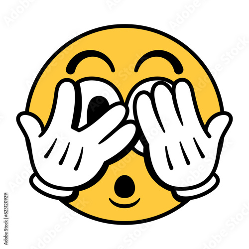 Vector Cartoon Cute Face with Peeking Eye Isolated