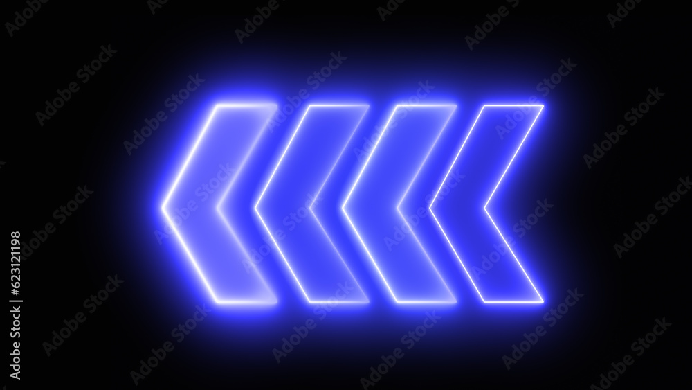Neon arrow abstract Blue with Light Shapes on black background and reflective floor. Left red arrow for road direction . Modern simple arrows. Digital arrow pointing left. Vector illustration. Neon arrow abstract Blue with Light Shapes on black background and reflective floor. Left red arrow for road direction . Modern simple arrows. Digital arrow pointing left. Vector illustration.