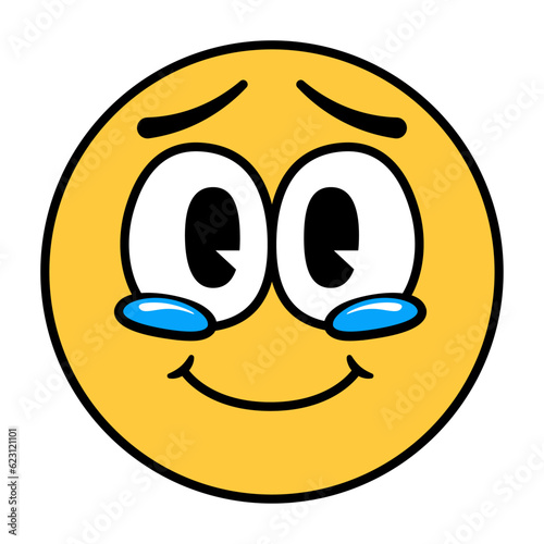 Cartoon Face Holding Back Tears Emoji Isolated