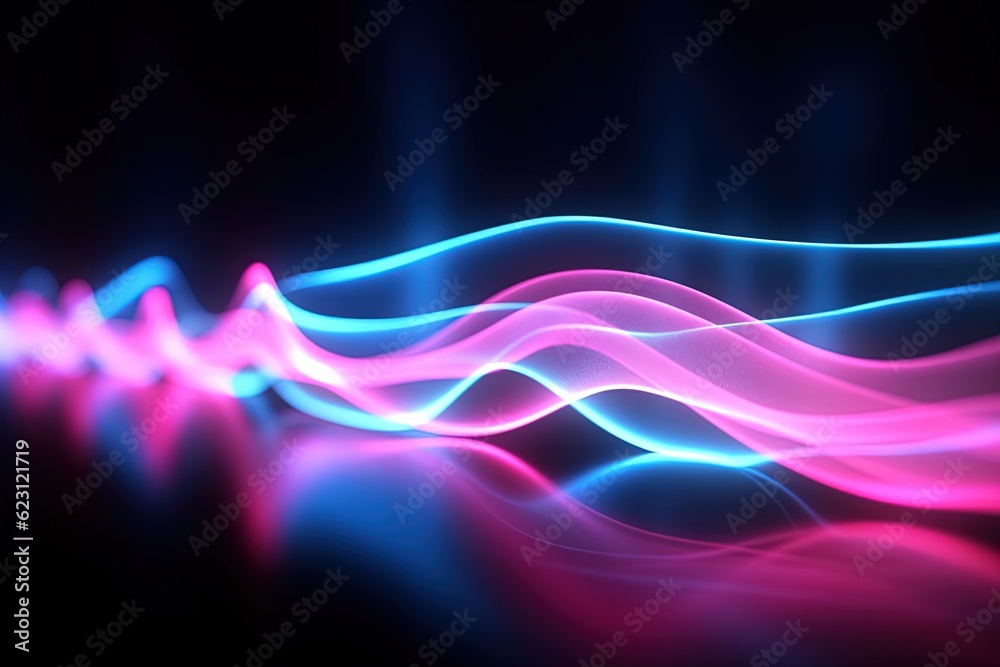 Fototapeta premium abstract futuristic background with pink blue glowing neon moving high speed wave lines and bokeh lights. Data transfer concept Fantastic wallpaper,