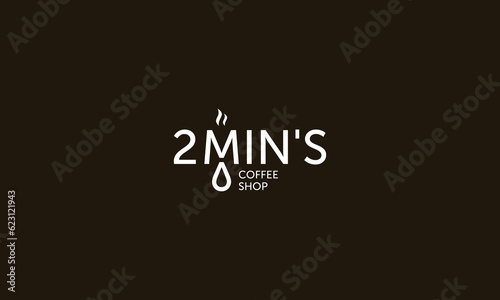 2 minutes coffee shop logo typography style in black background