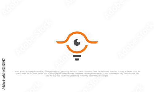 pictogram logo combination eye and lamp or idea