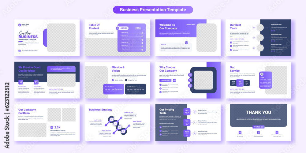 Creative business PowerPoint presentation slides template design. Use for modern keynote presentation background, brochure design, website slider, landing page, annual report, company profile
