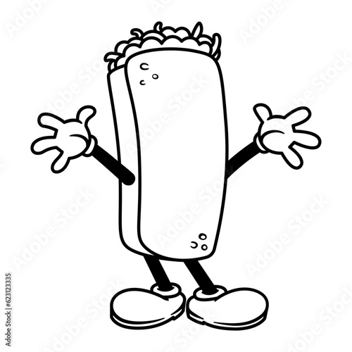 Vector Cartoon Funny Burrito Character Mascot Isolated