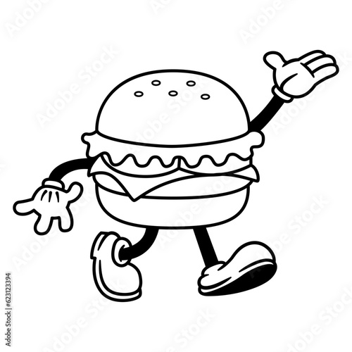 Vector Cartoon Funny Burger Character Mascot Isolated