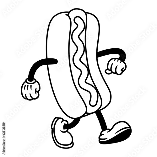 Vector Cartoon Funny Hotdog Character Mascot Isolated