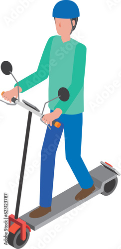 キックボードに乗る男性