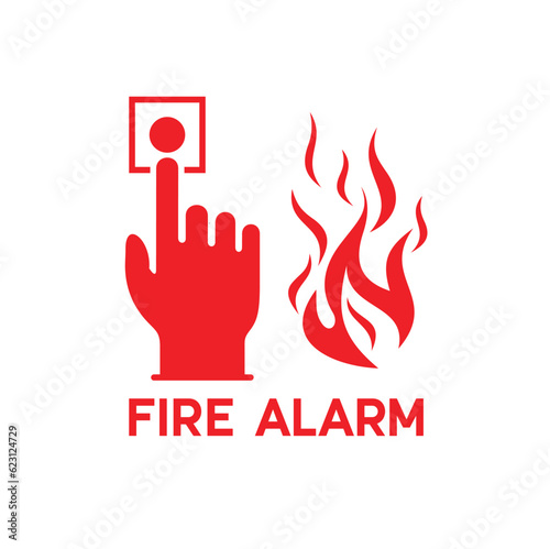 illustration of fire alarm, fire alarm symbol, vector art.