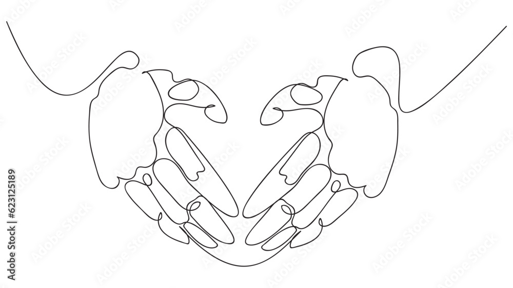 Continuous one line drawing of robot hands. Robot shows heart. vector graphics Continuous one line drawing of robot hands. Robot shows heart. vector graphics