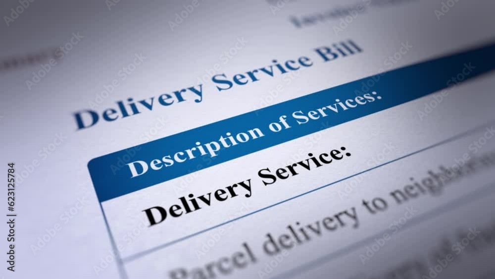 Animated Delivery Service Bill, Fictitious Data Created Exclusively for This Concept Footage
Animated Delivery Service Bill, Fictitious Data Created Exclusively for This Concept Footage