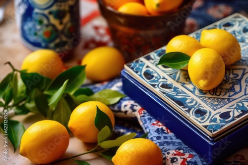 still life with lemons. Generative ai