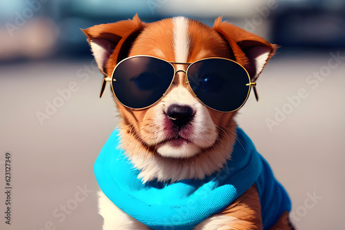 dog wearing sunglasses, Generative AI