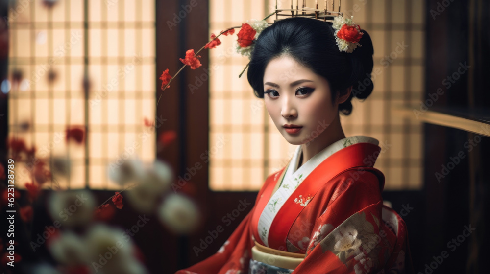 An elegant Japanese woman wearing a kimono, reflecting the timeless style and fashion of Japan. AI generated An elegant Japanese woman wearing a kimono, reflecting the timeless style and fashion of Japan. AI generated
