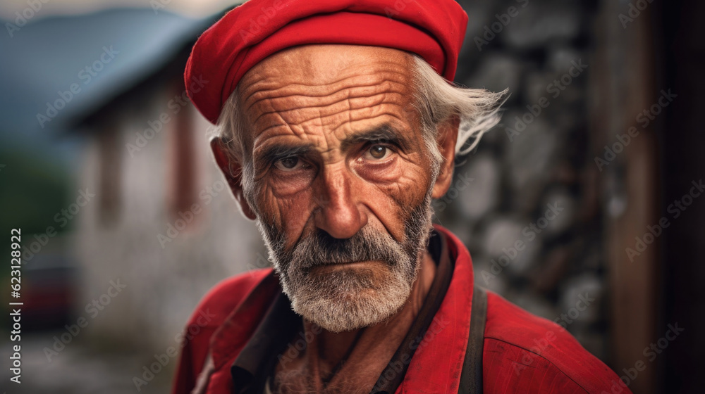 A respected Albanian elder man. AI generated