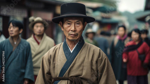 A wise Korean senior man, emanating wisdom and grace, embodying the rich cultural heritage of Korea. AI generated