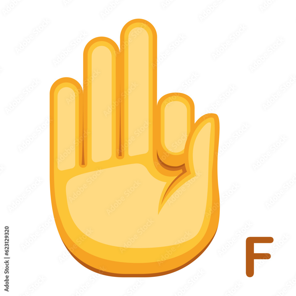 Vector Cartoon Sign Language icon Letter F Vector Cartoon Sign Language icon Letter F