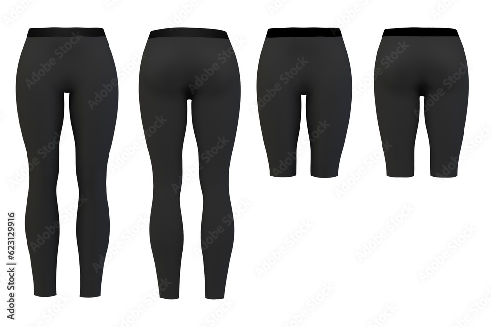 Blank black leggings mockup isolated. Clear leggins template. Cloth