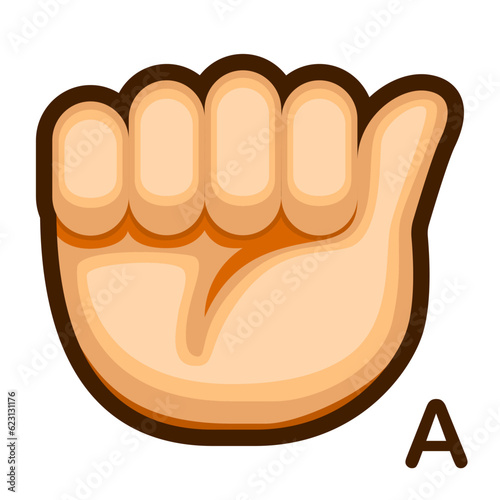 Vector Cartoon Sign Language icon Letter A