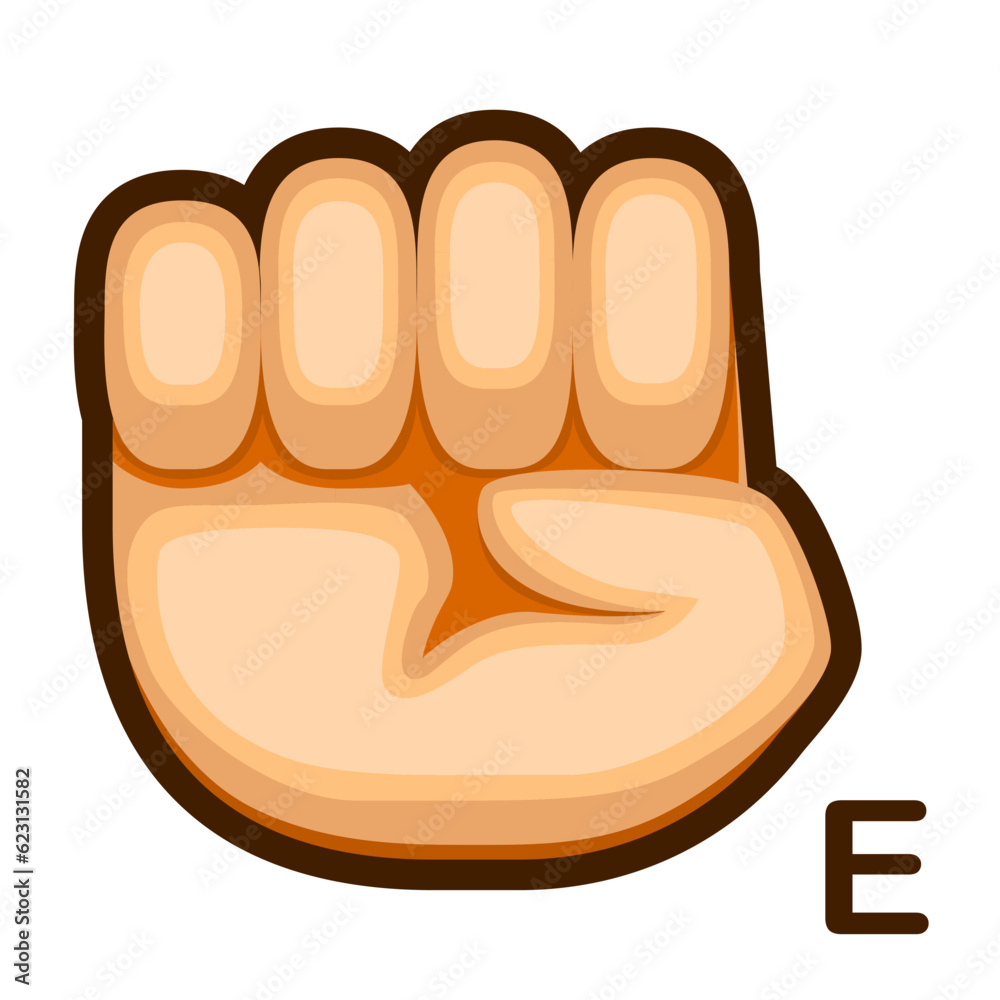 Vector Cartoon Sign Language icon Letter E Stock Vector | Adobe Stock