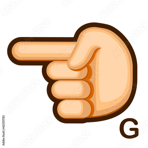 Vector Cartoon Sign Language icon Letter G
