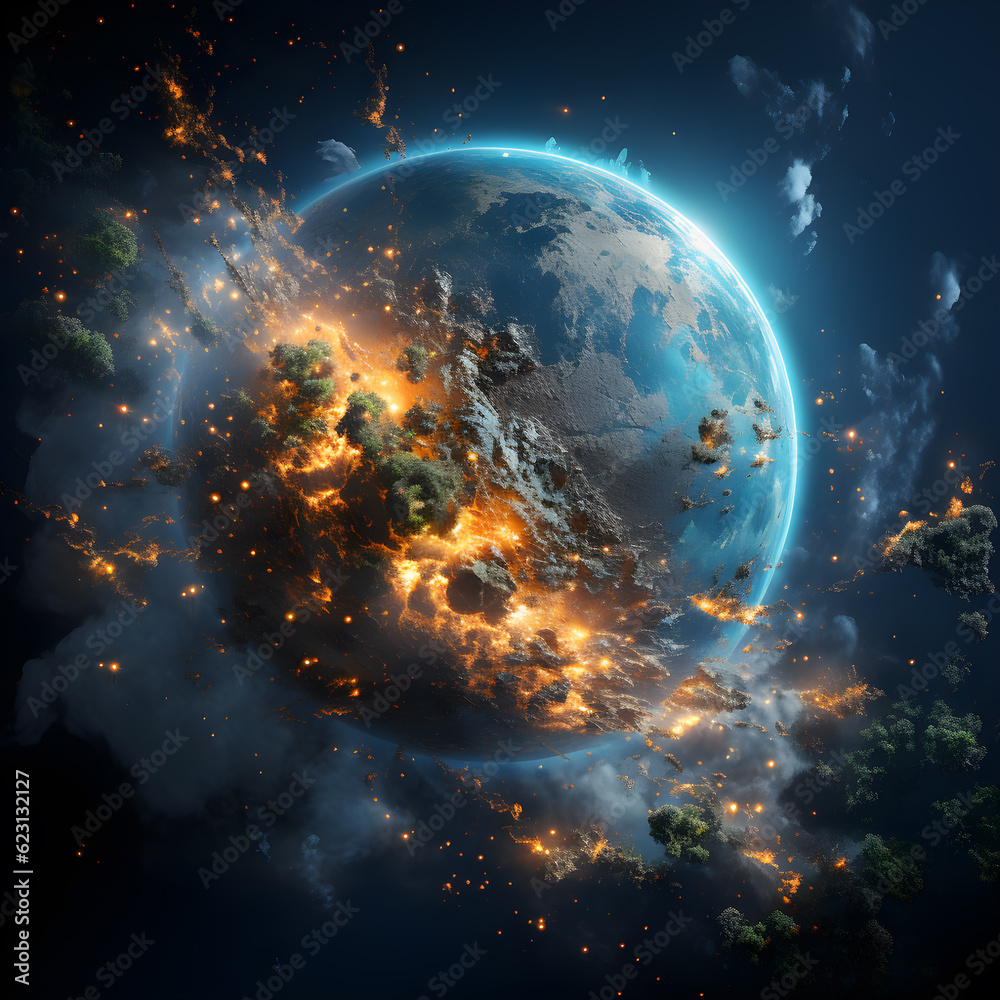 Doomsday. the end of the planet earth. Environmental concept. Generative AI.