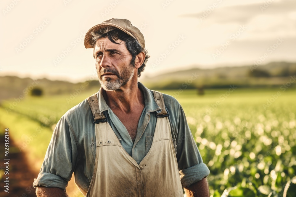 Modern farmer - rural worker - Illustration created with generative ai