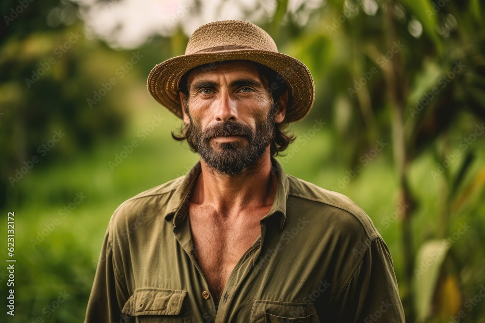 Modern farmer working with his crops - Illustration created with generative ai Modern farmer working with his crops - Illustration created with generative ai