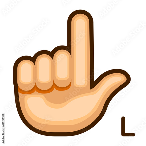 Vector Cartoon Sign Language icon Letter L