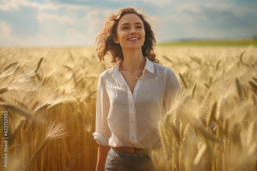 woman in a field - - Illustration created with generative ai