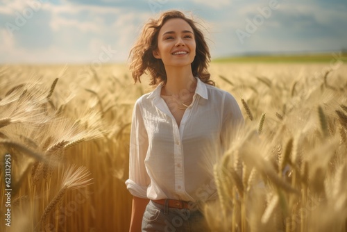 Obraz na płótnie woman in a field - - Illustration created with generative ai w salonie