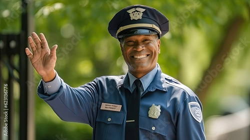 Mailman Walking Along Street Delivering Letters photo