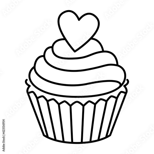 Vector Cute Saint Valentine Cupcake Icon Isolated