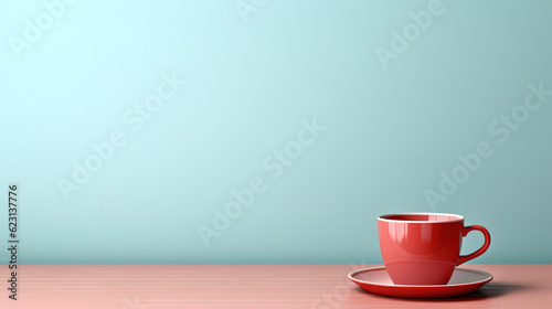 Creative minimalism coffee cup on empty table space. Generative Ai