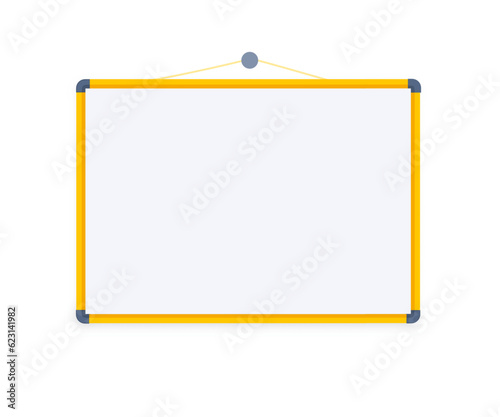 Screen projector or white slide board display. Flat cartoon style vector