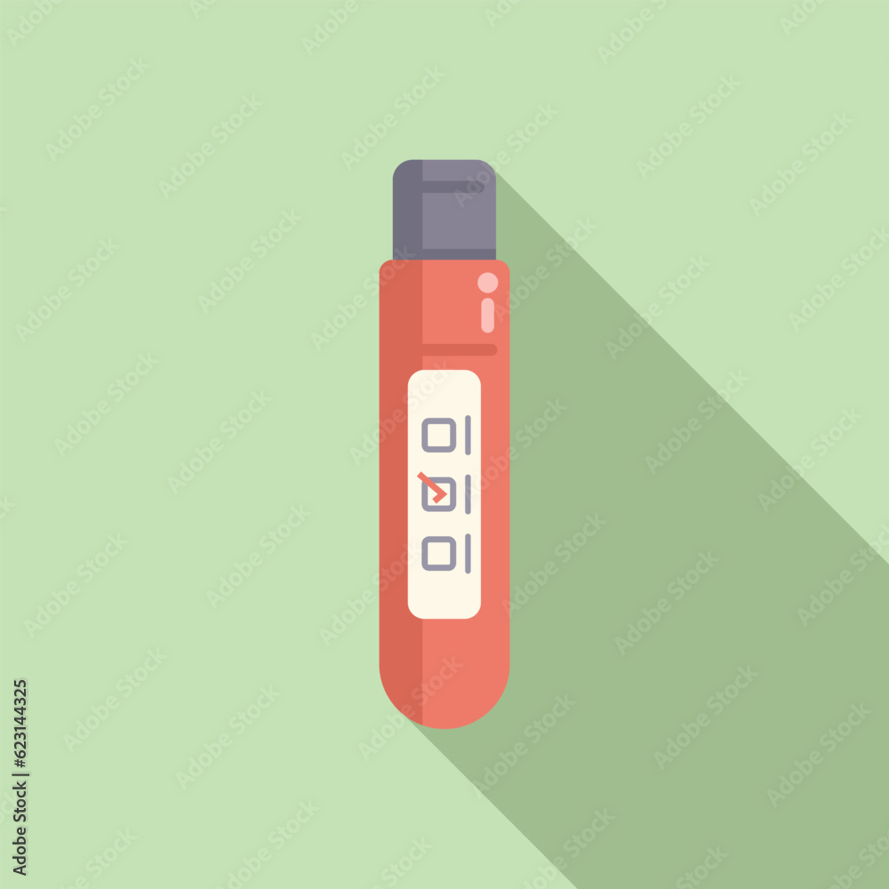 Blood test tube icon flat vector. Lab sample. Positive result Blood test tube icon flat vector. Lab sample. Positive result