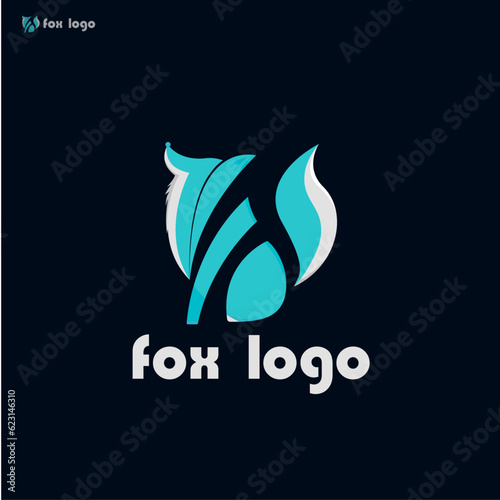 Fox Abstract Logo Design Vector Template. Blue color reynard ,vixen icon