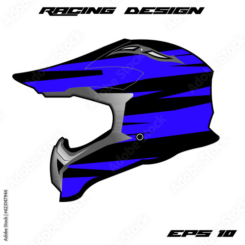 blue racing helmet wrap sticker design and tril helmet