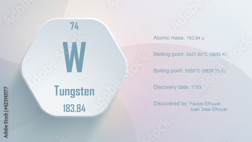Modern periodic table element Tungsten 3D Vector Illustration